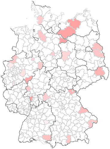 Landkreis-Karte offener F&auml;lle